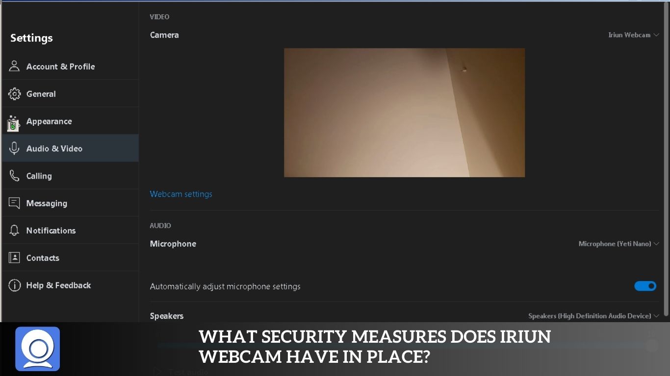 What security measures does IRIUN Webcam have in place